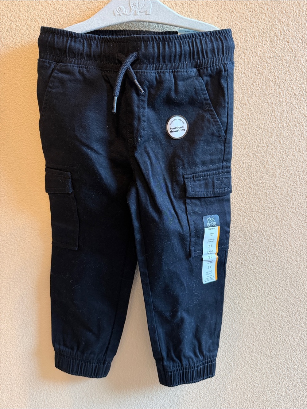 Ok!e dokie Black Stretch Cargo Jogger Pants for Toddler